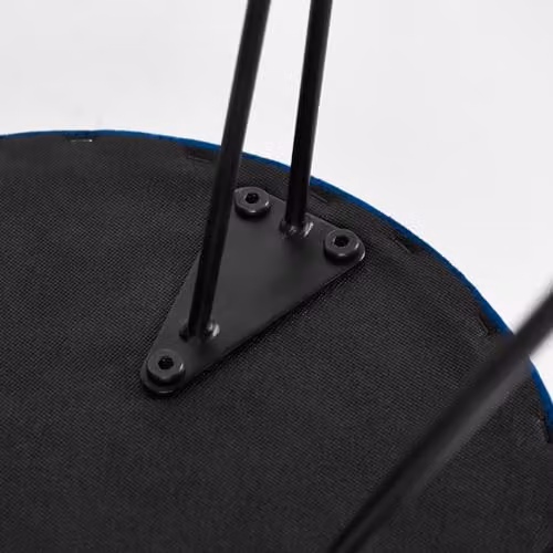 OHS Navy Blue Velvet Quilted Round Storage Ottoman Stool with Metal Hairpin Legs – 4