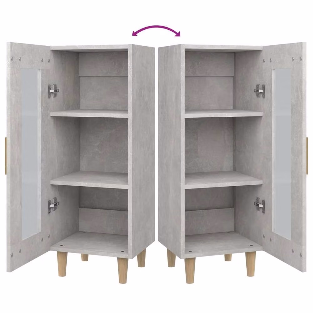 Berkfield Home Sideboard in Concrete Grey, W/D/H: 34.5 x 34 x 90 cm – 3