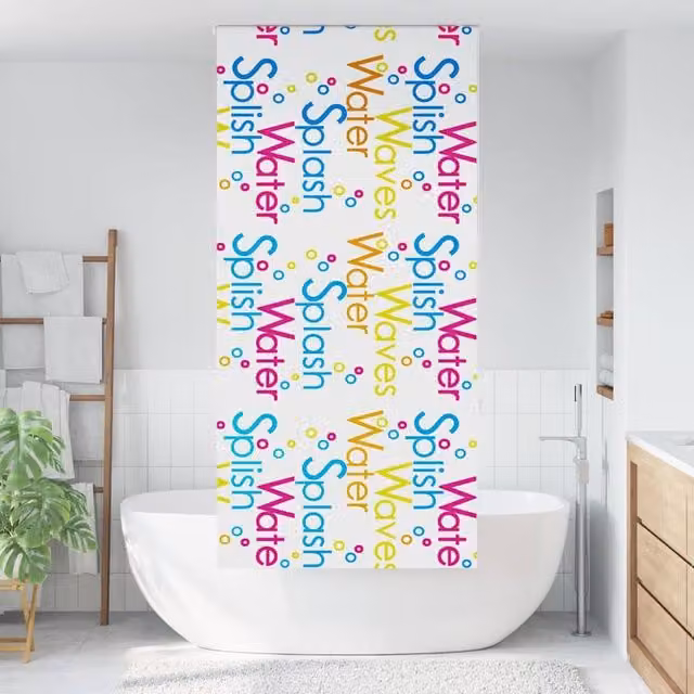 Berkfield Home Multicolour Graphic Shower Roller Blind, Opaque, W: 110 cm, H: 240 cm
