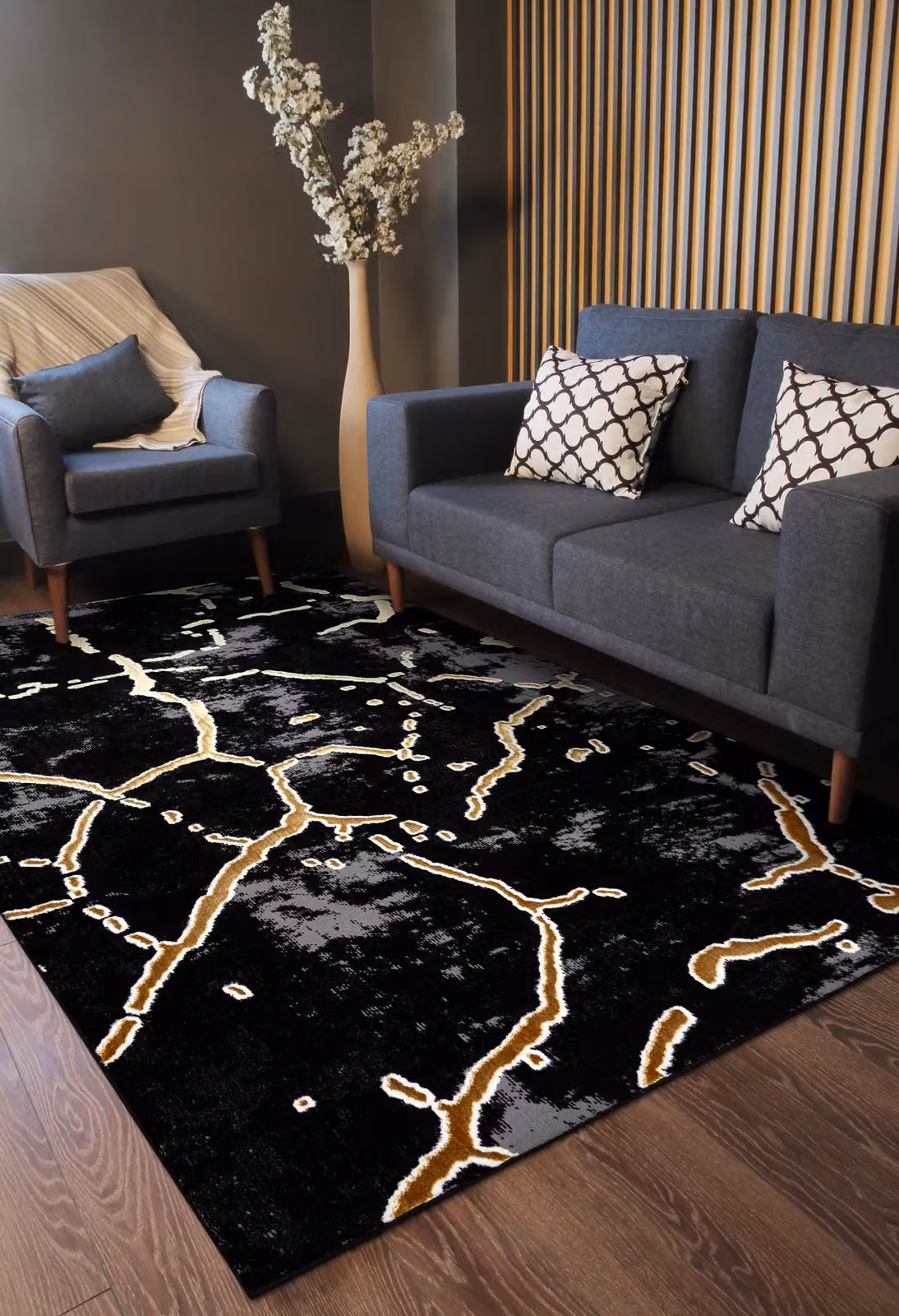 RugsX Allure Geometric Modern Rug in Black, W: 140 cm, L: 190 cm – 5