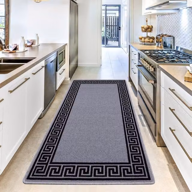 Smart Living Non-slip Striped Gel Door Mat, Grey and Black, W: 60 cm, D: 40 cm