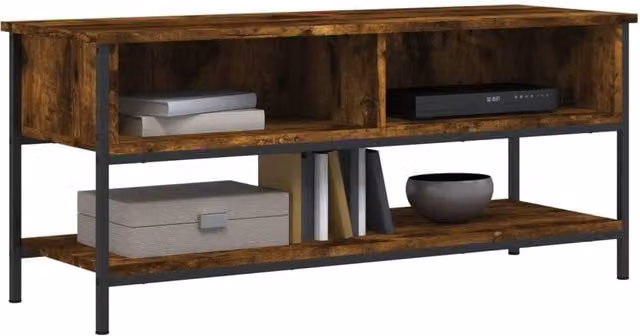 Berkfield Home Industrial TV Cabinet in Smoked Oak Brown, W/D/H: 100 x 35 x 45 cm – 1
