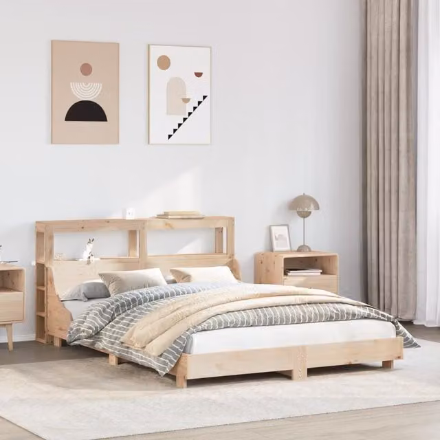 Berkfield Home Small Double Bed Frame in Brown Solid Pine Wood, W/D/H: 120 x 190 cm