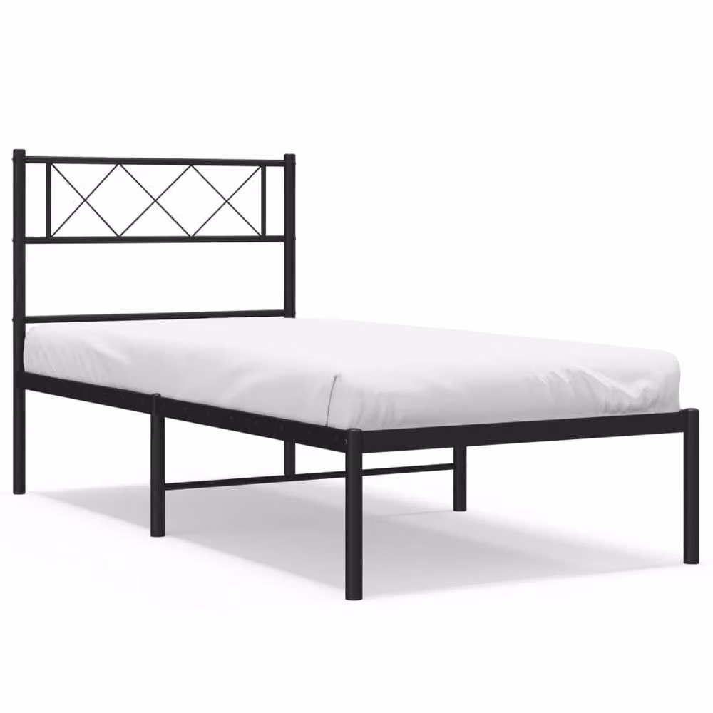 Berkfield Home Metal Bed Frame with Headboard in Black, W/D/H: 80 x 200 cm – 2