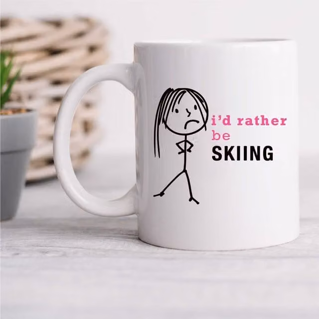 60 Second Makeover I'd Rather Be Skiing Ceramic Mug, White, 11oz