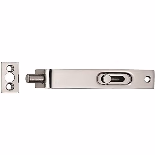 Loops Sunk Slide Flush Door Bolt with Flat Keep Plate in Silver