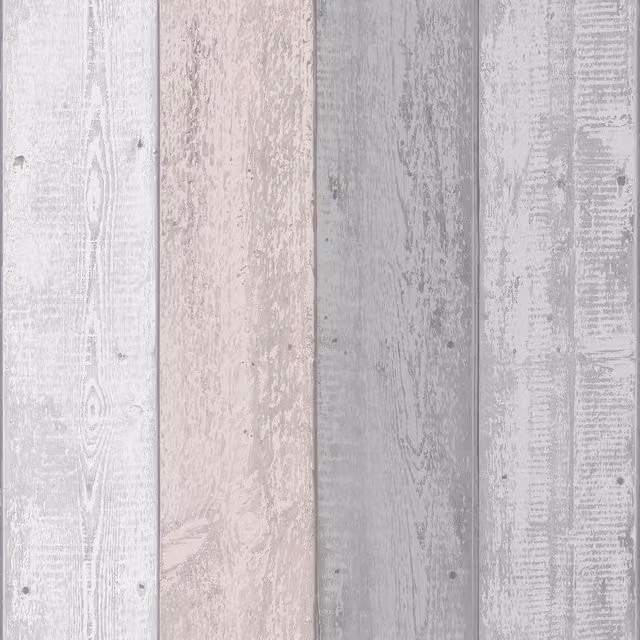 Arthouse Shabby Chic Wood Look Wallpaper in Grey and Pink