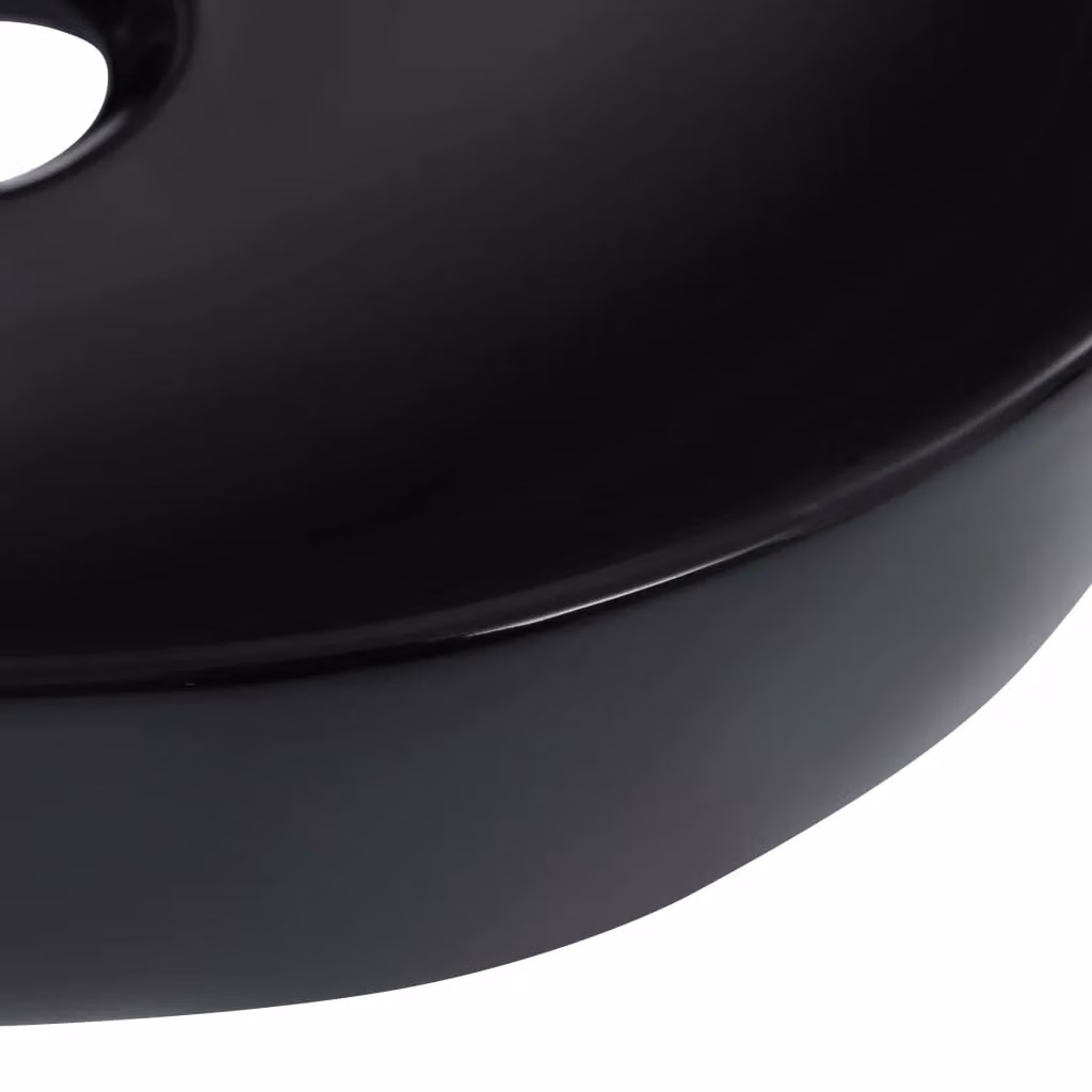 Berkfield Home Square Ceramic Countertop Wash Basin, Black, W/D/H: 42.5 x 42.5 x 14.5 cm – 3