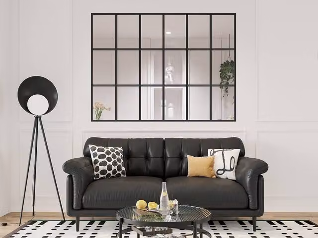 Vente-unique Orangery-Style Powder-Coated Glass Partition, Black, W: 180 cm, H: 130 cm – 1