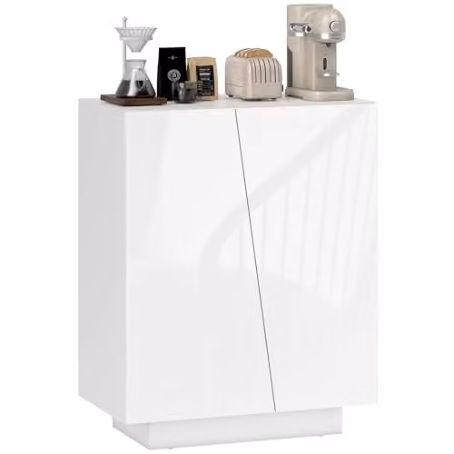 HOMCOM Modern High Gloss Wooden Storage Cabinet in White, W/D/H: 70 x 40 x 88 cm