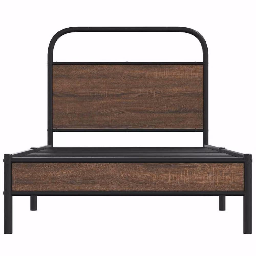 Berkfield Home Elegant Bed Frame in Brown Oak, W/D/H: 100 x 196 x 105 cm – 3