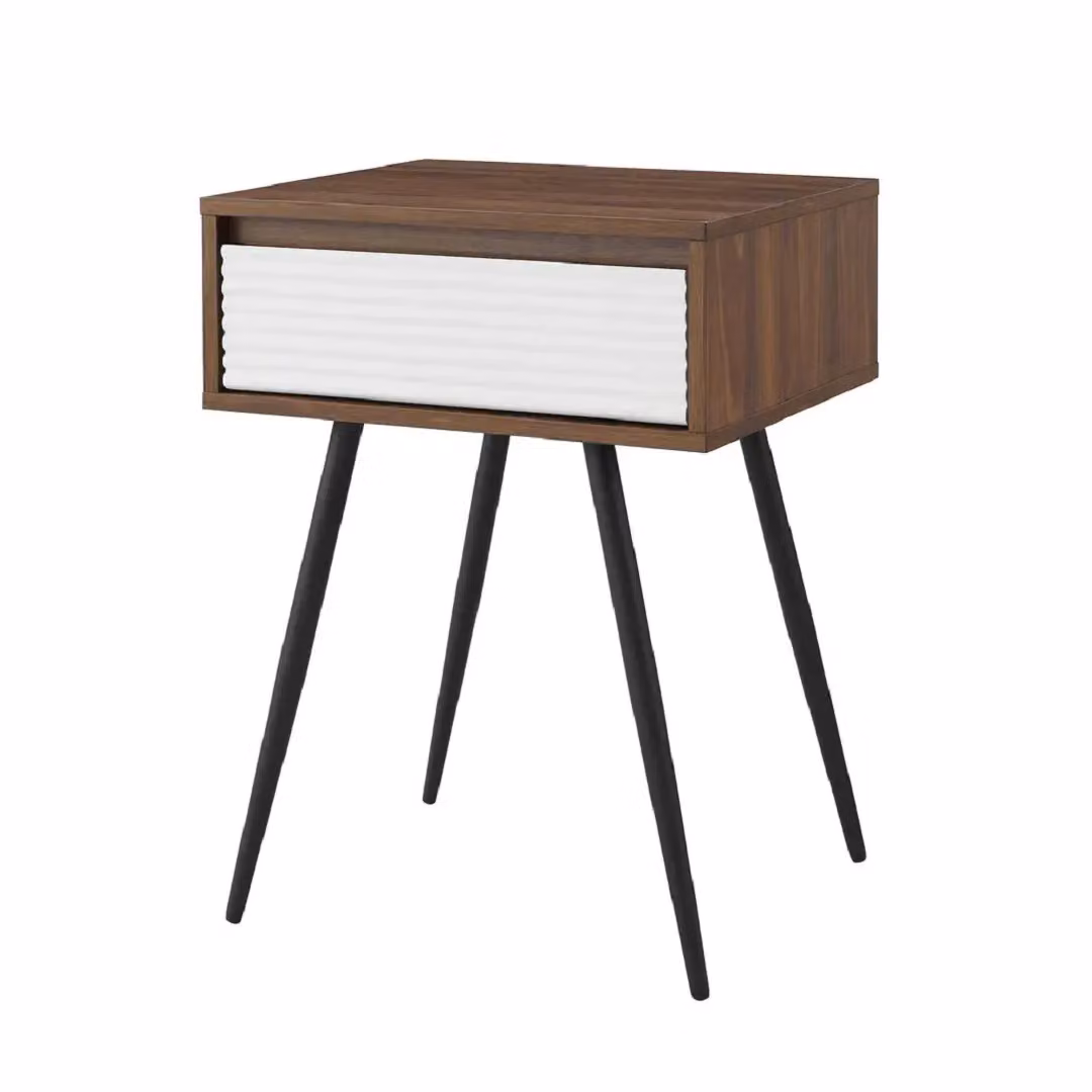 EONLION Fluted Bedside Table with Drawer in Brown – 3