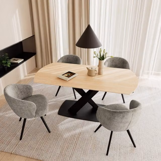 Furniture To Go Morella Oval Extending Dining Table in Sand Ceramic