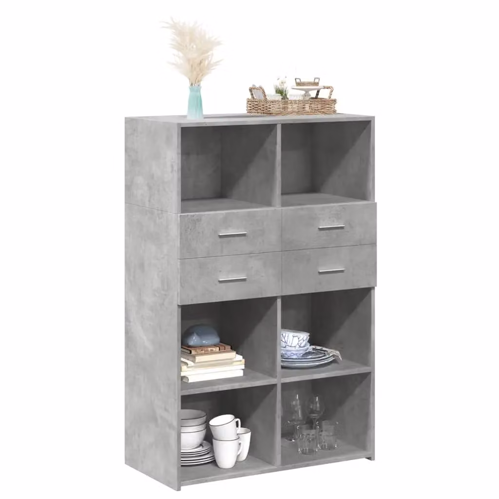 Berkfield Home Highboard in Concrete Grey, W/D/H: 80 x 42.5 x 124 cm – 3