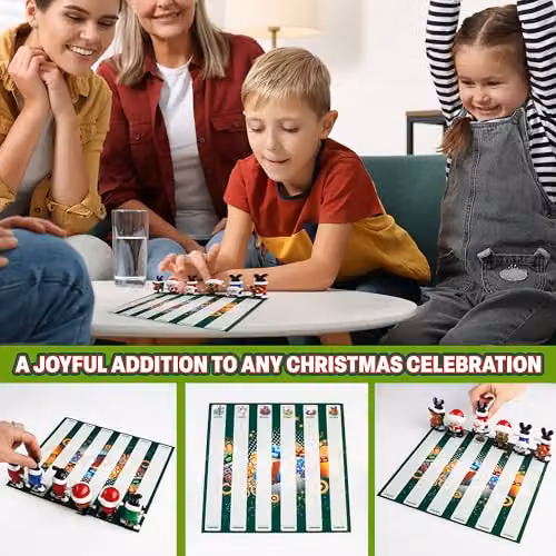KreativeKraft Christmas Crackers Pack of 6 in Green and Multicolour with Mini Games and Wind Up Toys – 4