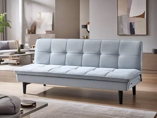 DS Living The Fermo 2 Seater Click Clack Sofa Bed in Silver Fabric