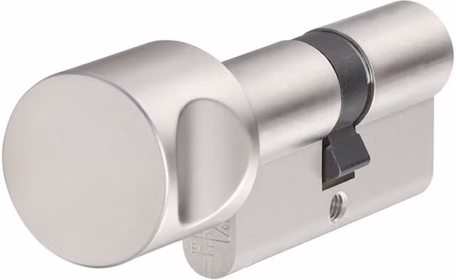 ABUS Ke60np Euro Profile Thumbturn Cylinder with Knob and Drill Protection in Silver and Multicolour Steel