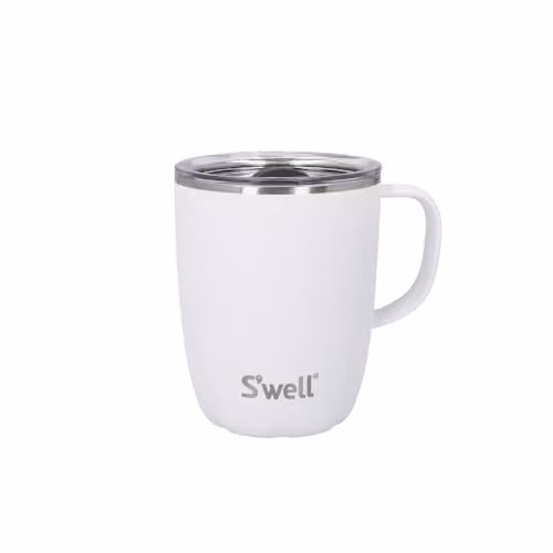 S'well Stainless Steel Vacuum Insulated Travel Mug with Handle and Lid, Moonstone White, 350ml – 1