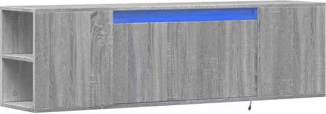 Berkfield Home Modern TV Wall Cabinet with LED Lights in Grey Sonoma, W: 135 cm, D: 31 cm, H: 39.5 cm – 1