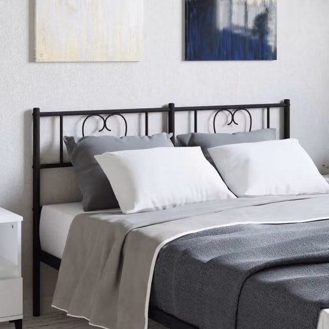 Berkfield Home Classic Metal Headboard in Black, Width: 150 cm
