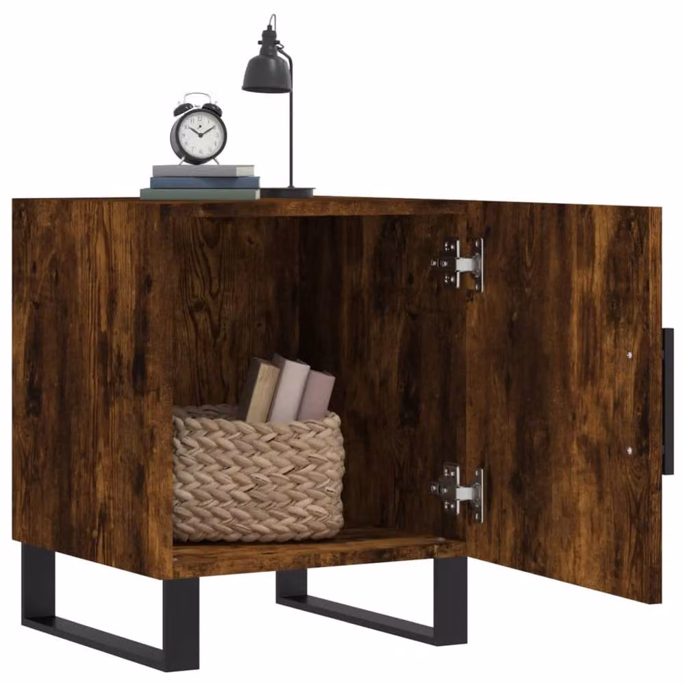 Berkfield Home Set of 2 Modern Bedside Cabinets in Smoked Oak Brown, W/D/H: 40 x 40 x 50 cm – 2