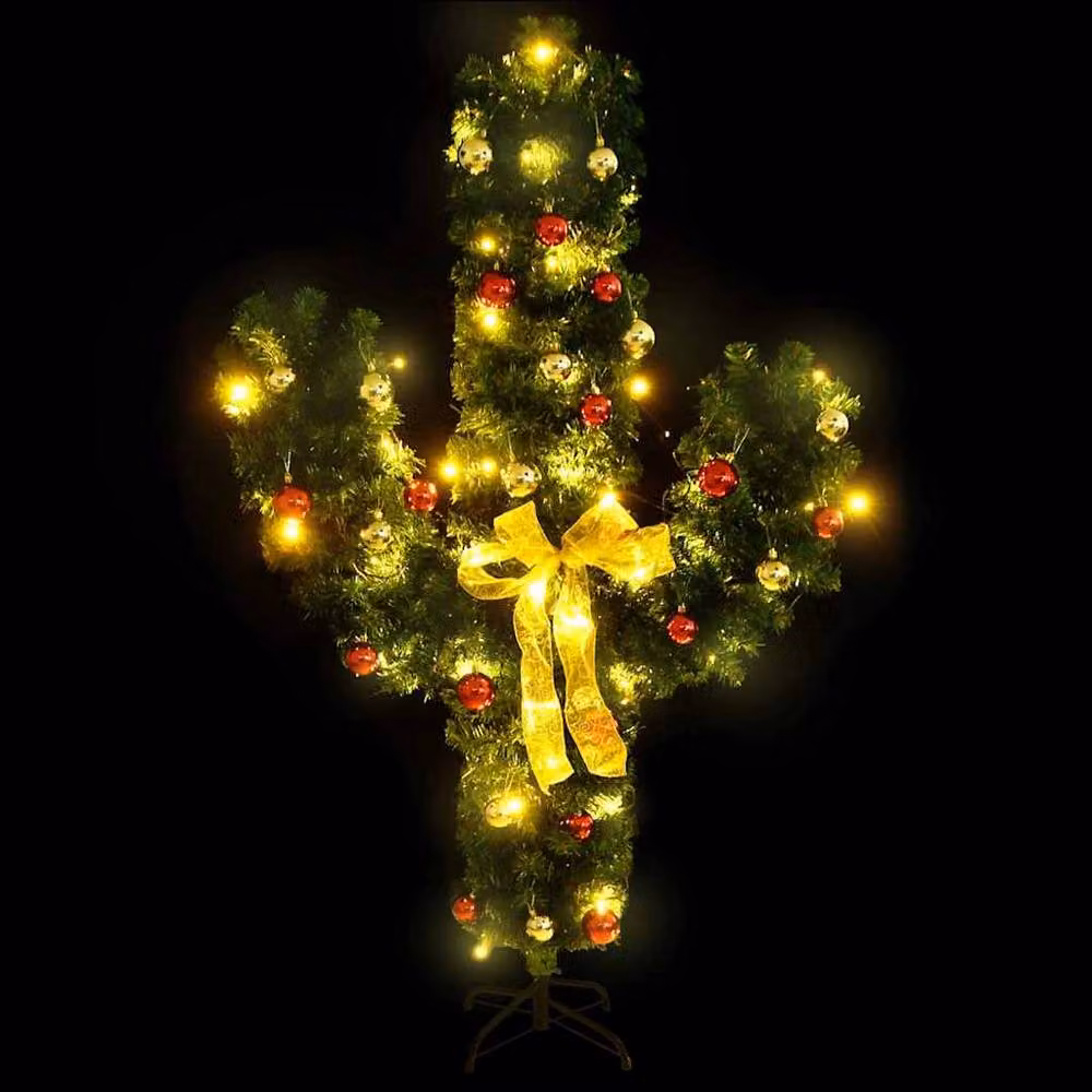 Berkfield Home Christmas Cactus with Stand and LED, Green, Height: 180 cm – 3