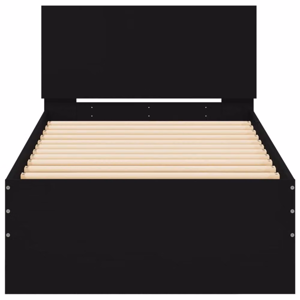 Berkfield Home Modern Bed Frame with Headboard and Lift Up Base, Black, W/D/H: 90 x 200 cm – 4
