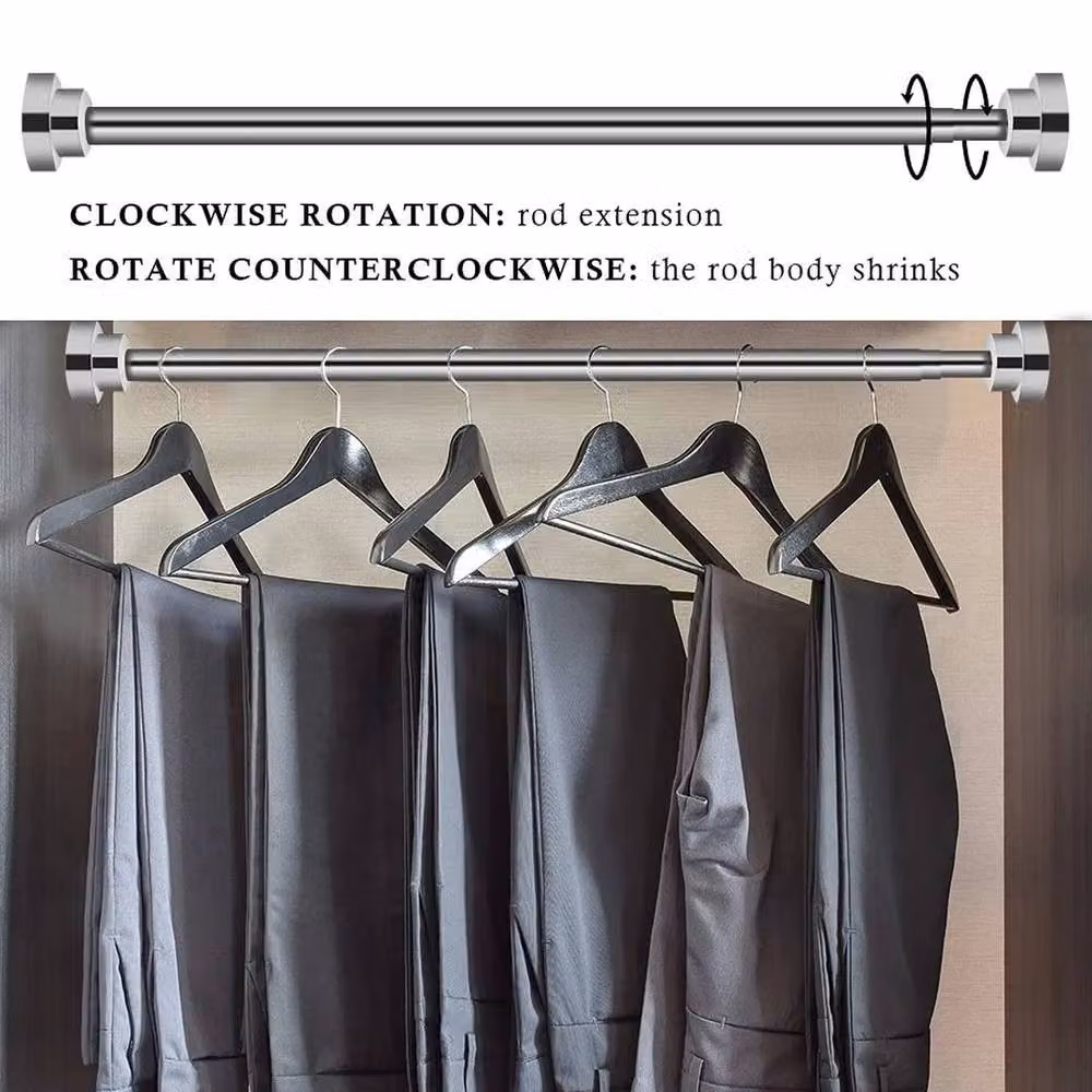 Kelvenix Telescopic Wardrobe Clothes Hanger Closet Rod Rail in Silver, Width: 100 cm, Drop: 130 cm – 2