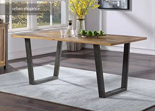 baumhaus Urban Elegance Reclaimed Dining Table in Brown with Solid Wood and Steel Frame, W: 180 cm, D: 95 cm, H: 74 cm – 2