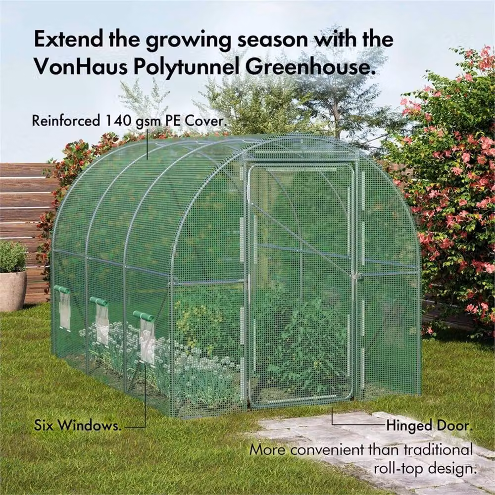 Nordara Heavy Duty Walk In Polytunnel Greenhouse in Green – 2