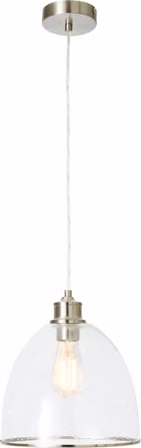 Litecraft Anwar Modern Pendant Ceiling Light in Silver with Transparent Glass Shade