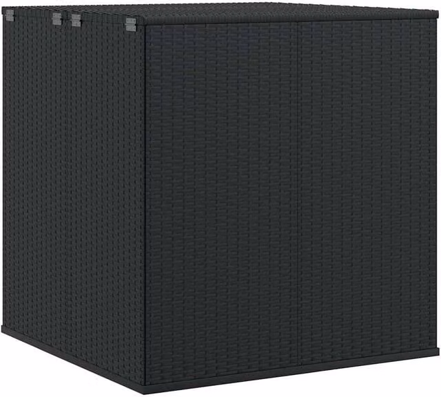 Berkfield Home Black PE Rattan Garden Cushion Box with Soft Close Lid W/D/H: 100 x 97.5 x 104 cm
