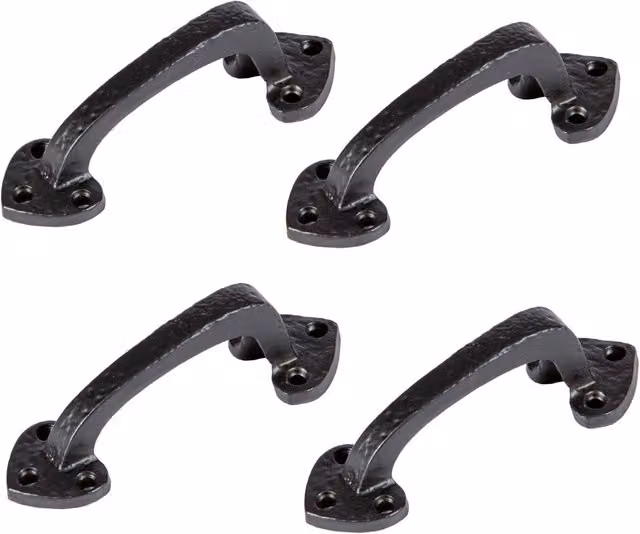 Hammer and Tongs Rustic Arrowhead Iron Door Handle in Matt Black, Pack of 4 – 6