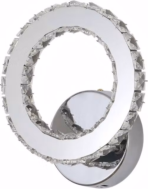Goeco Modern LED Crystal Wall Light in Silver for Bedroom and Hallway, 16W