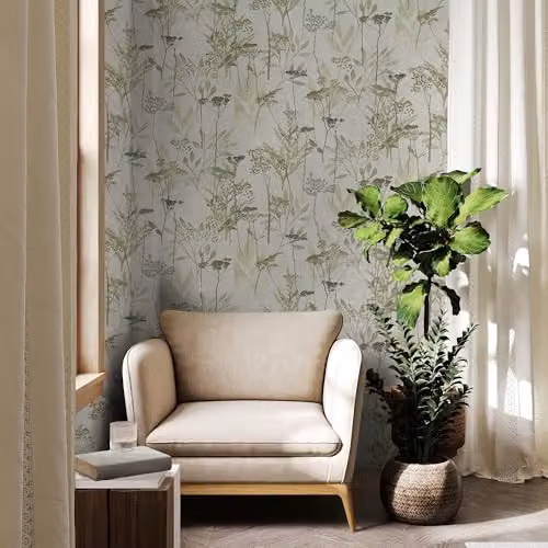 Graham & Brown Superfresco Easy Solstice Sage Green Floral Botanical Wallpaper – 2