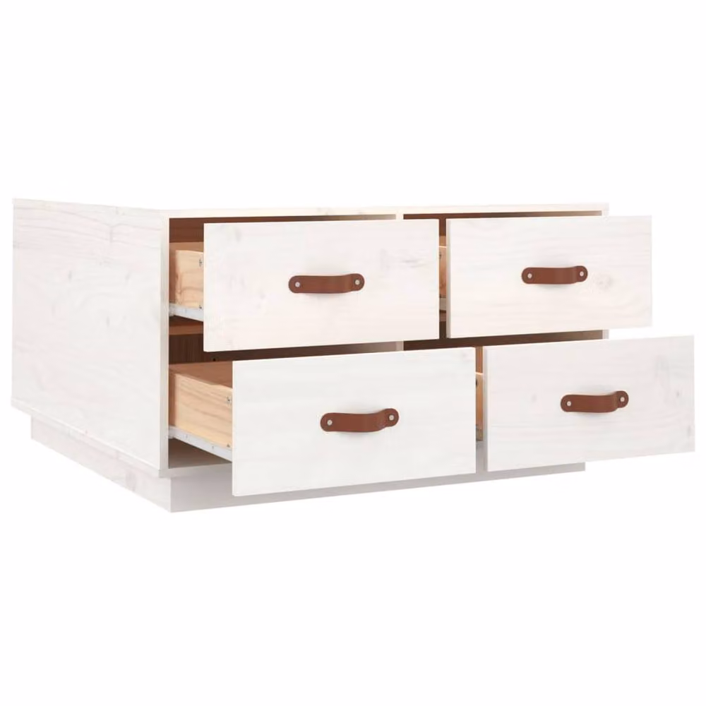 Berkfield Home Beautiful White Solid Wood Pine Coffee Table W/D/H: 80 x 80 x 45 cm – 2