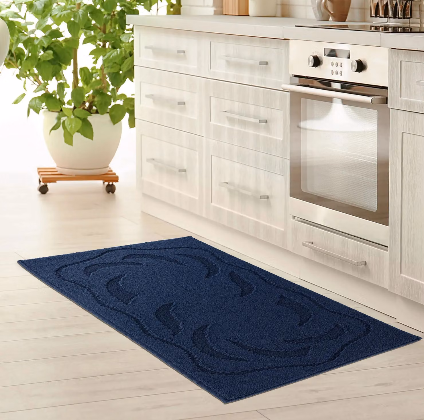 Smart Living Ovalack Heavy Duty Non Slip Machine Washable Hallway and Kitchen Door Mat in Navy Blue, W: 80 cm, L: 300 cm – 2