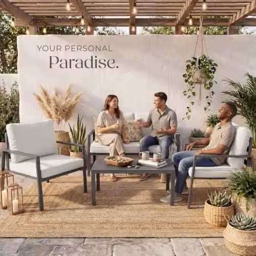 tectake Modern Garden Furniture Set in Grey with 2-Seater Sofa, Coffee Table and Upholstered Cushions with Powder Coated Aluminium Frame – 5