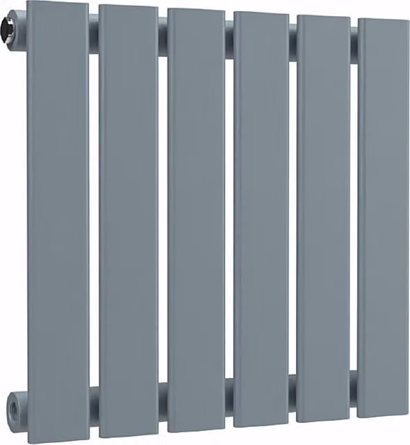 Lux Heat Single Flat Horizontal Steel Radiator in Pebble Grey, W: 40 cm, H: 42 cm