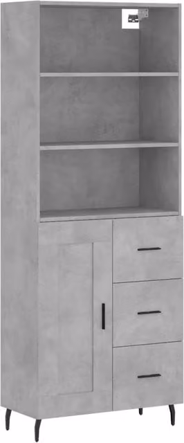 Berkfield Home Highboard in Concrete Grey, W: 69.5 cm, D: 34 cm, H: 180 cm – 1