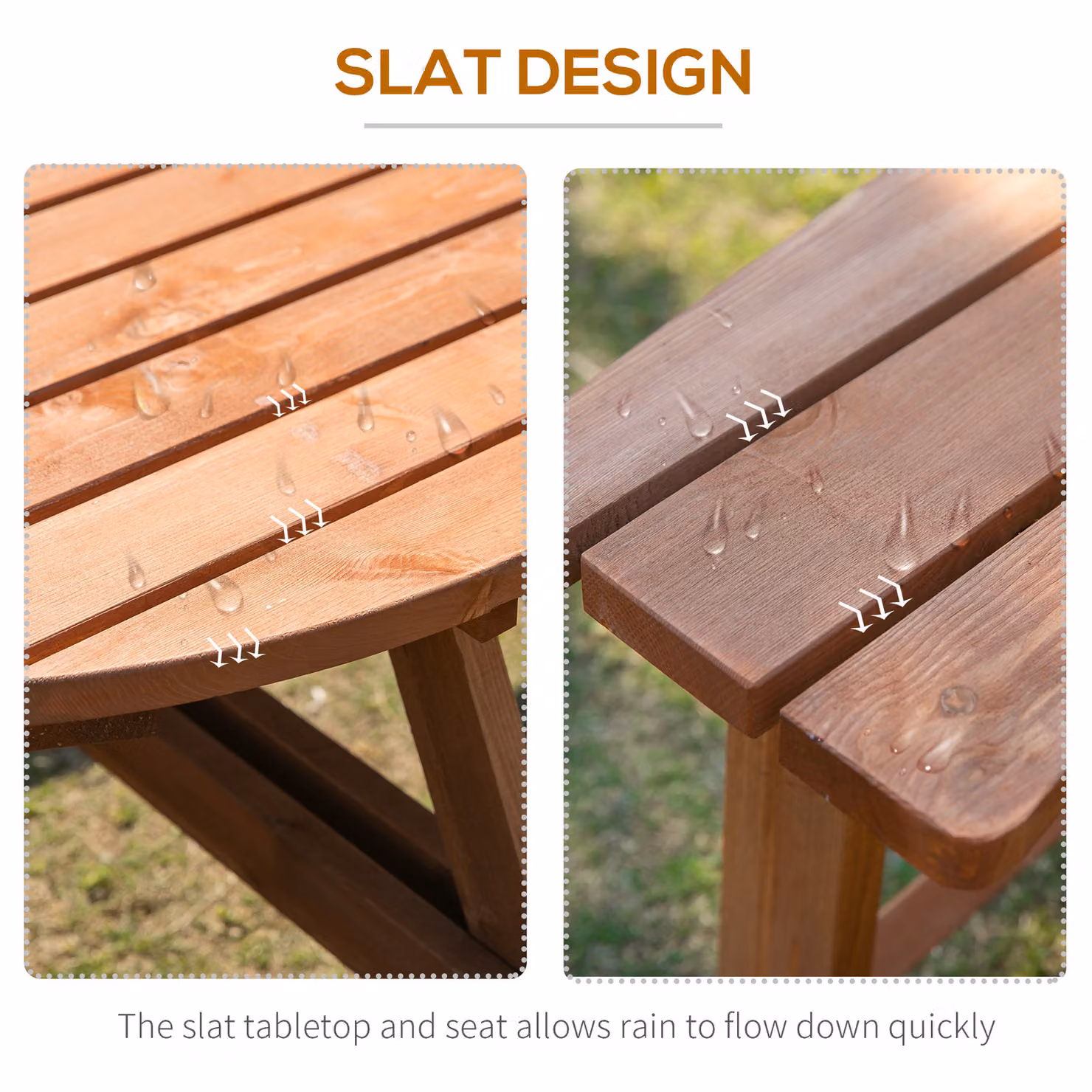 Outsunny 8 Seater Round Wooden Picnic Table and Bench Set in Rustic Brown – 4