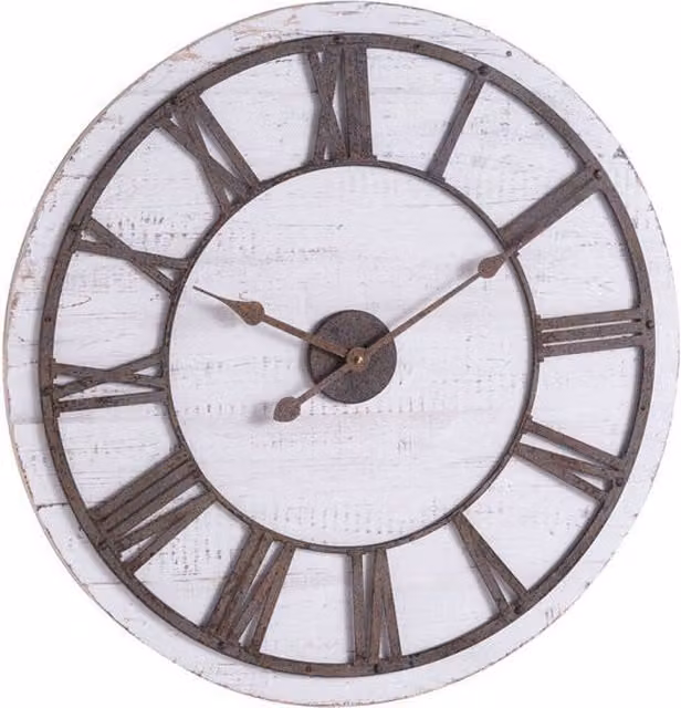 Hill Interiors Rustic Round Analog Wall Clock in Brown – 1