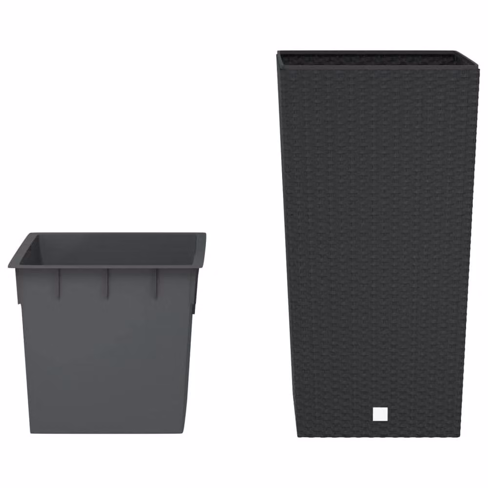 Berkfield Home Planter with Removable Inner Pot, Black with Anthracite Rattan Effect, 49 L – 3