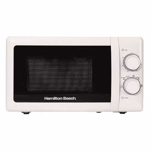 Hamilton Beach 20L Solo Manual Microwave in White with Stainless Steel Cavity and 700W Power