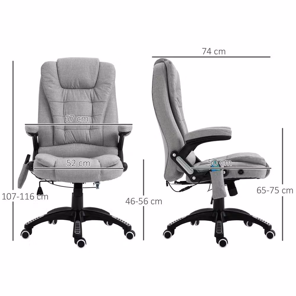 ERGOVEXA Grey Fabric Executive Office Chair with Headrest and Armrests – 2