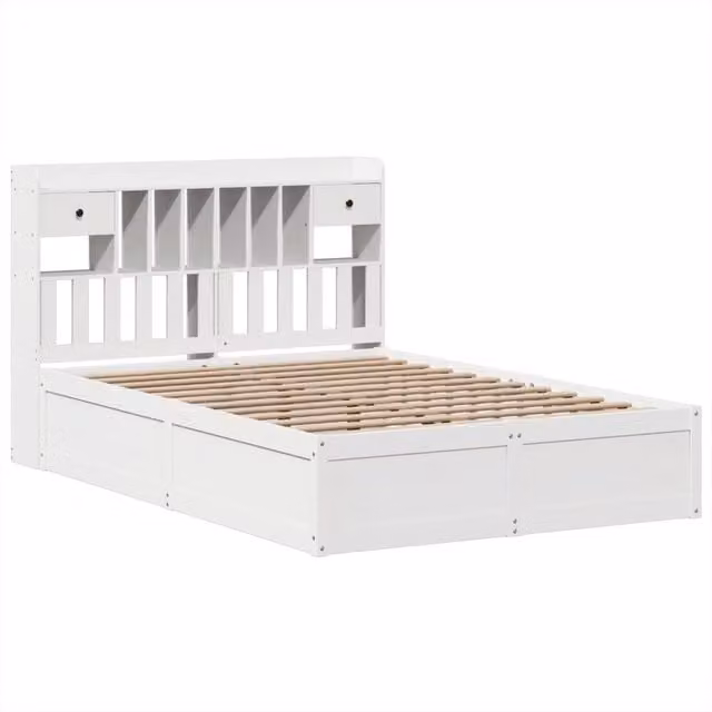 Berkfield Home Beautiful Bed Frame in White Solid Pine, W/D/H: 160 x 200 x 110 cm