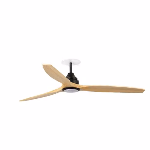 Netlighting Alo Recessed Ceiling Fan in Matt Black with Wood Blades, 152 cm