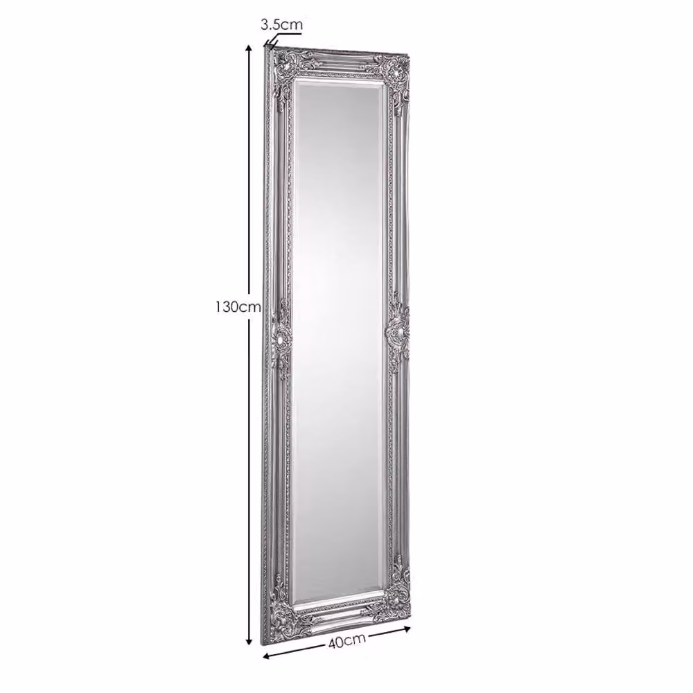 Cheshire Lumière Pewter Full Length Dress Mirror in Grey, W/D/H: 40 x 130 x 1 cm – 3