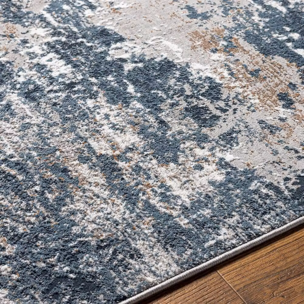 Livabliss Allegro Abstract Modern Marble Living and Dining Rug in Blue and Grey, W: 200 cm, L: 275 cm – 3