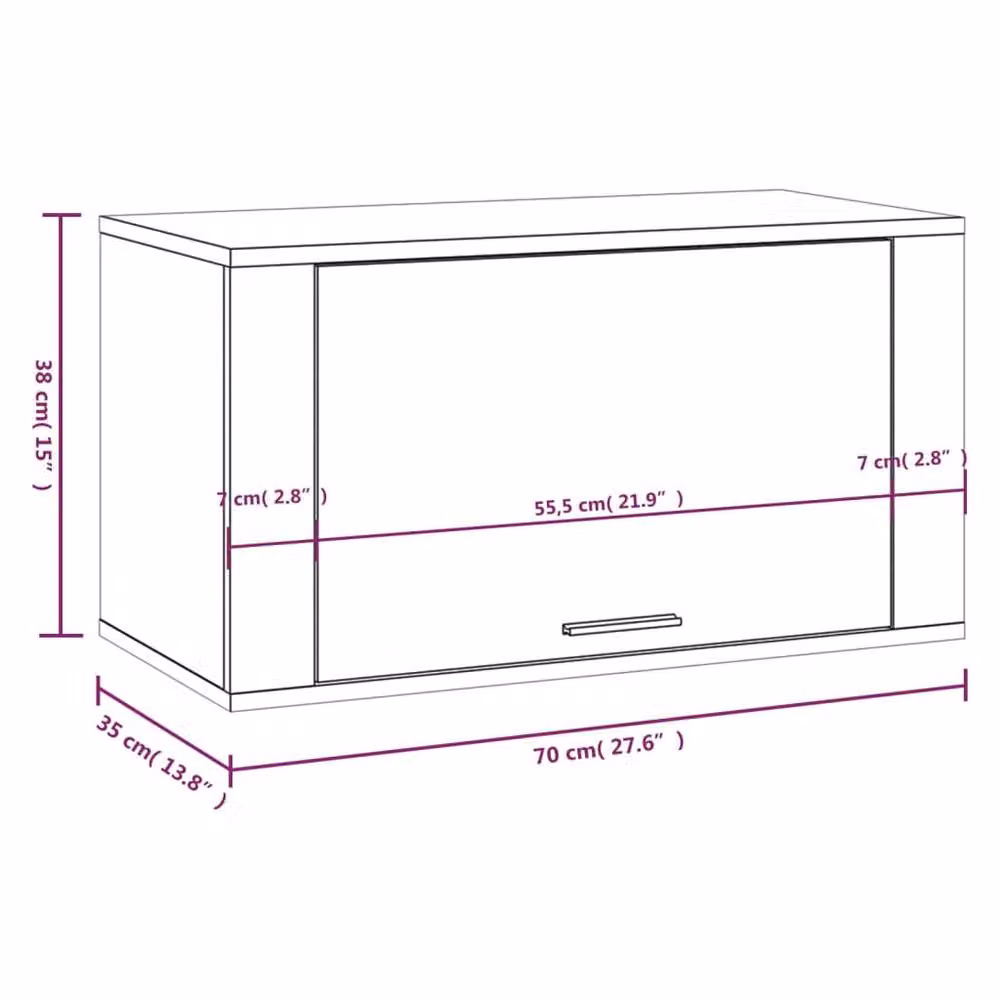 Berkfield Home Wall-mounted Shoe Cabinet in Black, W/D/H: 70 x 35 x 38 cm – 4